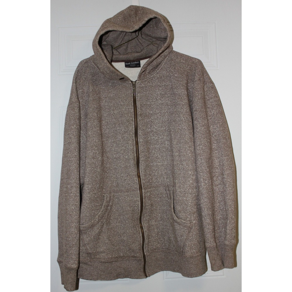 Foot Locker Men's 3XL Full Zip Hoodie Sweatshirt‎ Tan Heathered Casual Comfort